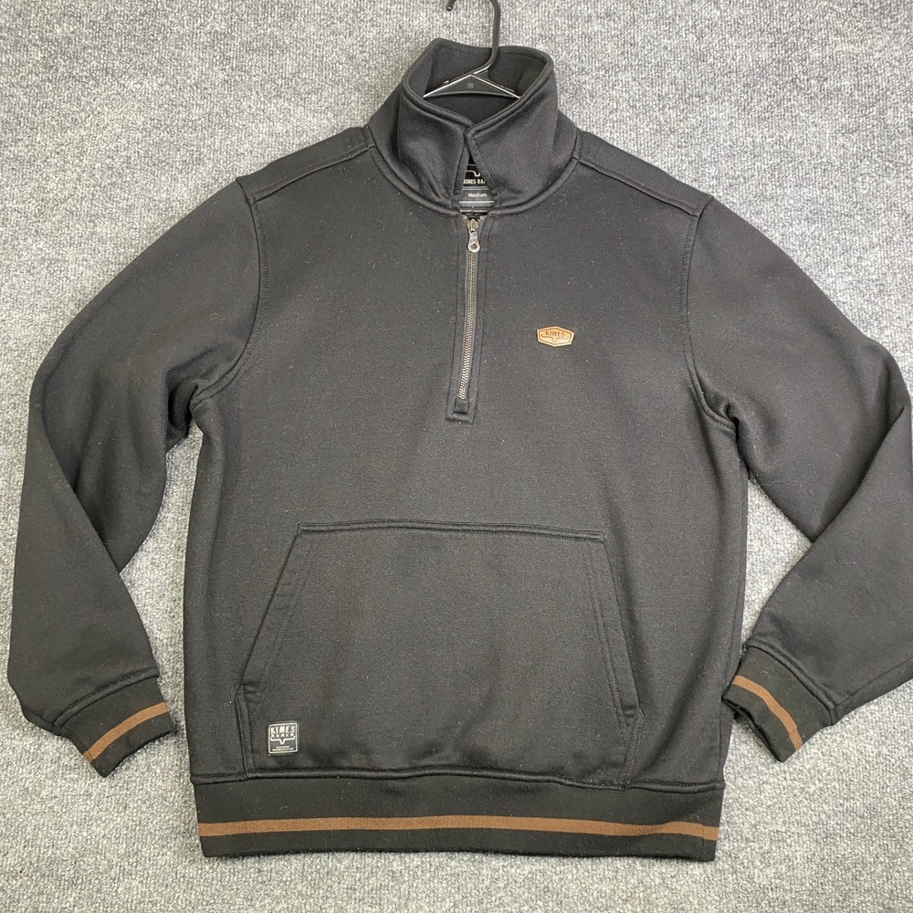 Kimes Ranch Mens Black Quarter Zip Fleece Pullover Sweatshirt Medium